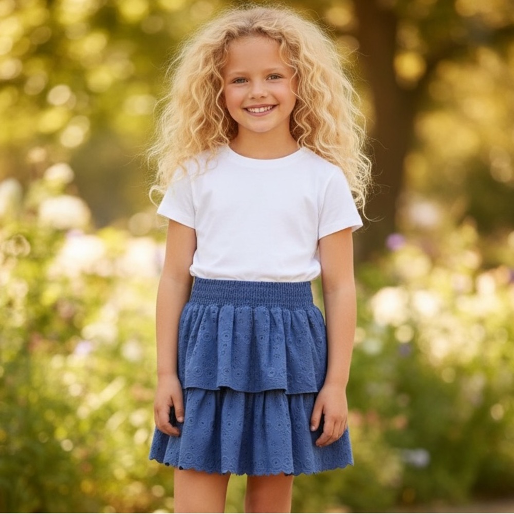 NWT Aqua (a Bloomingdales brand) Smocked Tiered Eyelet Mini Skirt Vacation